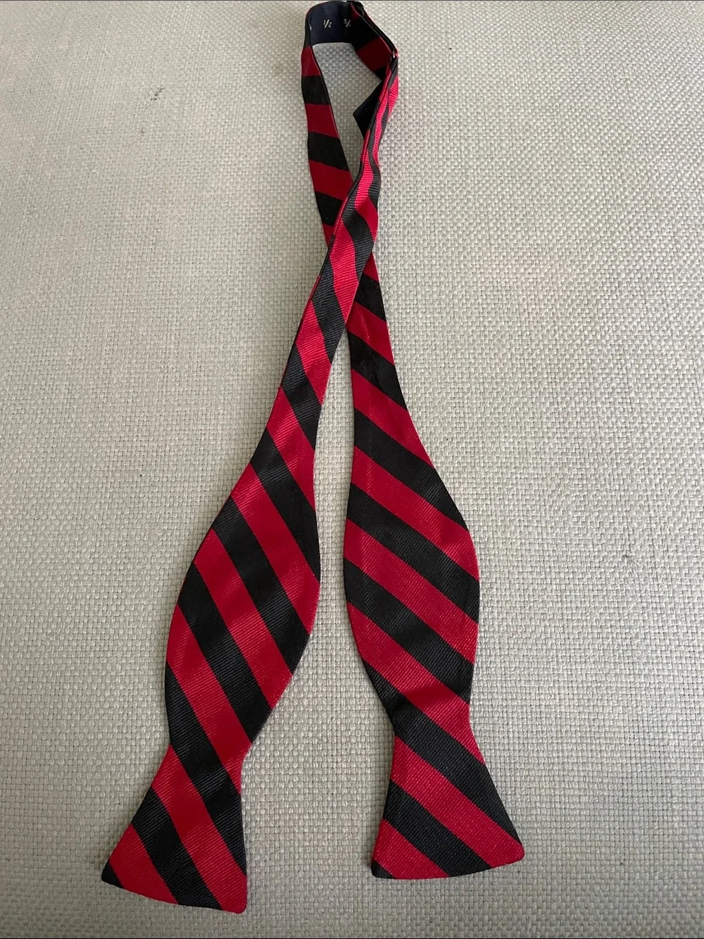 R. Hanauer Diagonal Stripe Red & Black Silk Bow Tie